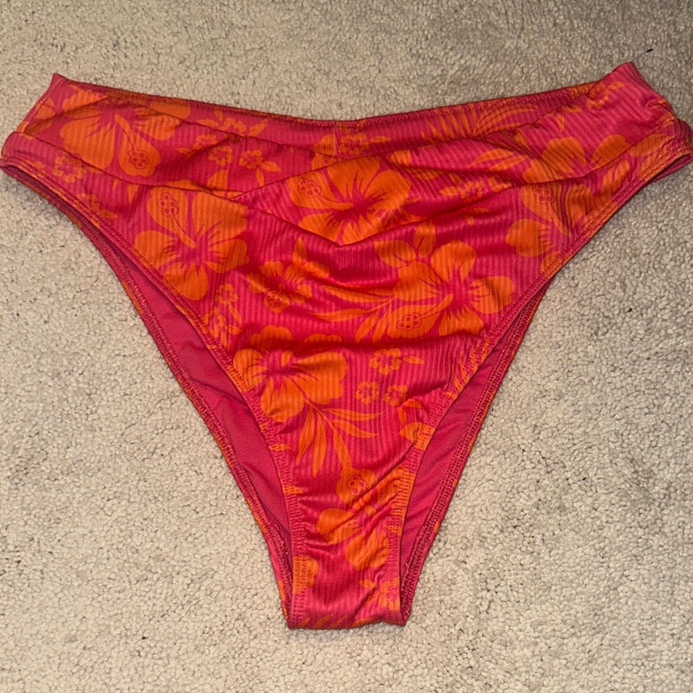 Pink and Orange High-Cut Bikini Swimwear